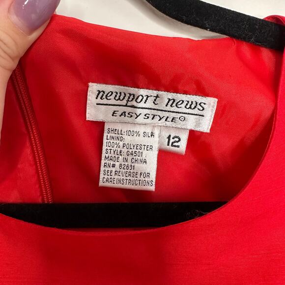 2 Piece Newport News Easy‎ Style Women’s Red 100% silk dress and jacket set - Picture 4 of 10